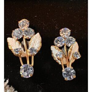 Vintage Light Blue Flower Rhinestone Brooch / Pins, Lot Of 2, Beautiful